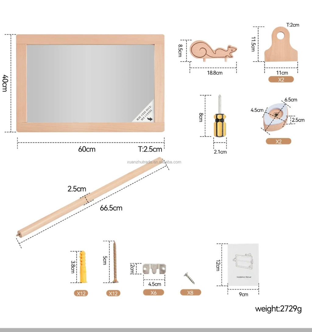 Montessori mirror with bar
